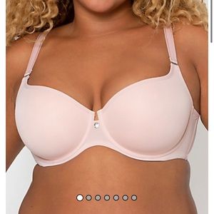 NEW Curvy Couture Tulip Sheer Smooth T-Shirt Push Up Bra in Blushing Rose 40DD